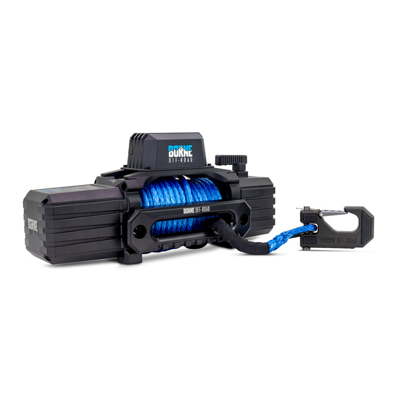 Borne Off-Road 10K Winch with Blue Synthetic Rope - Heavy-Duty Automotive Recovery Gear