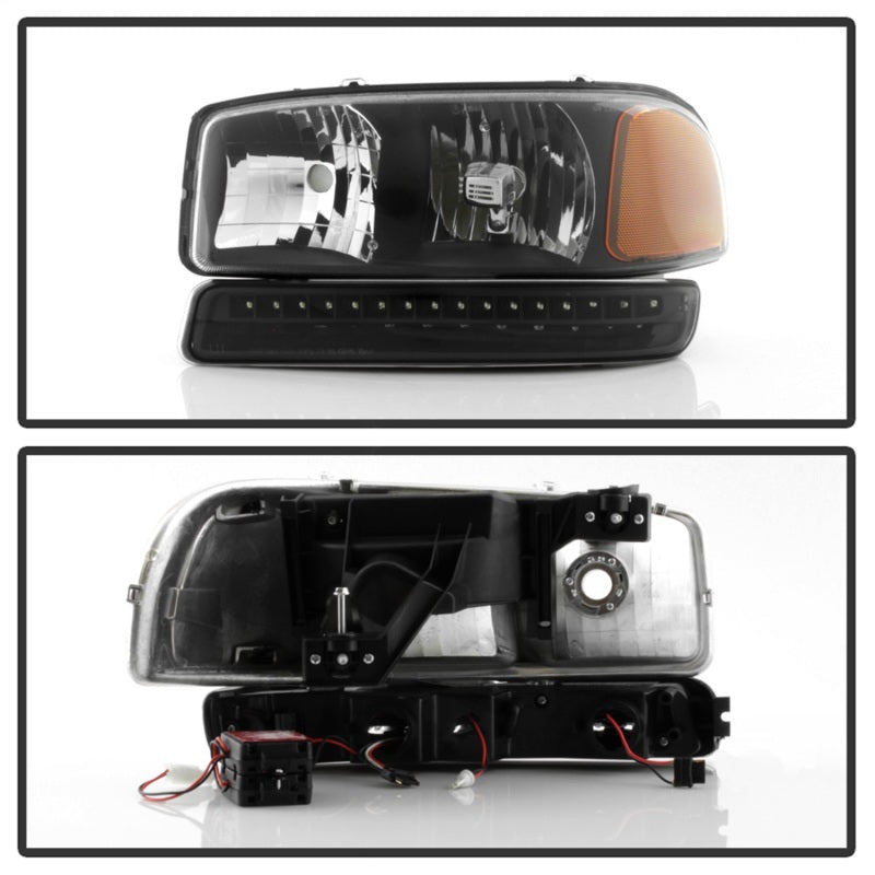 xTune GMC Sierra 99-06 /Yukon 00-06 Headlights & LED Bumper Lights - Black HD-JH-GS99-LED-SET-BK-SR1 Performance