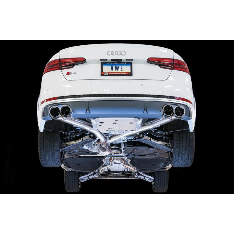 AWE Tuning Audi B9 S4 Track Edition Exhaust - Non-Resonated (Black 102mm Tips)-SR1 Performance
