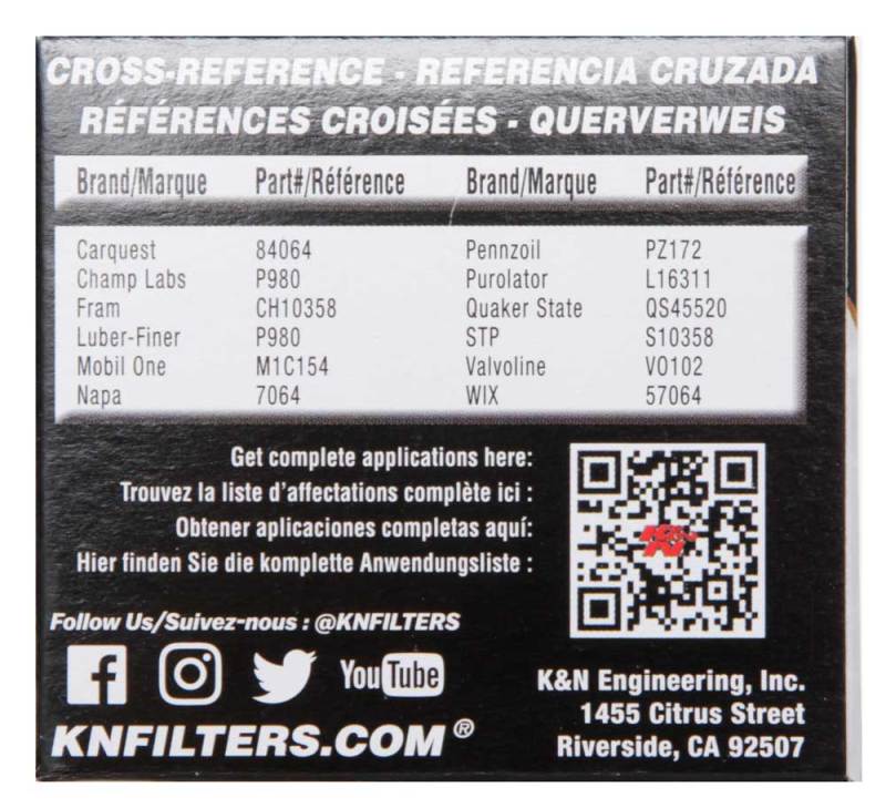 K&N Toyota / Lexus / Scion 1.50in OD x 2.25in H Oil Filter-SR1 Performance