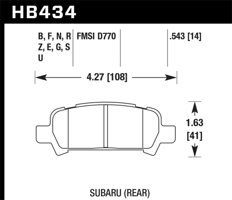 Hawk 02-03 WRX / 05-08 LGT D770 HP+ Street Rear Brake Pads-SR1 Performance
