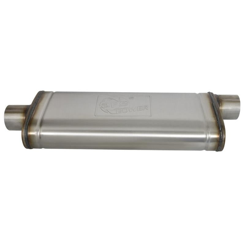 aFe MACHForce XP SS Muffler 3in Center Inlet / 3in Offset Outlet 22in L x 9in W x4in H Body-SR1 Performance