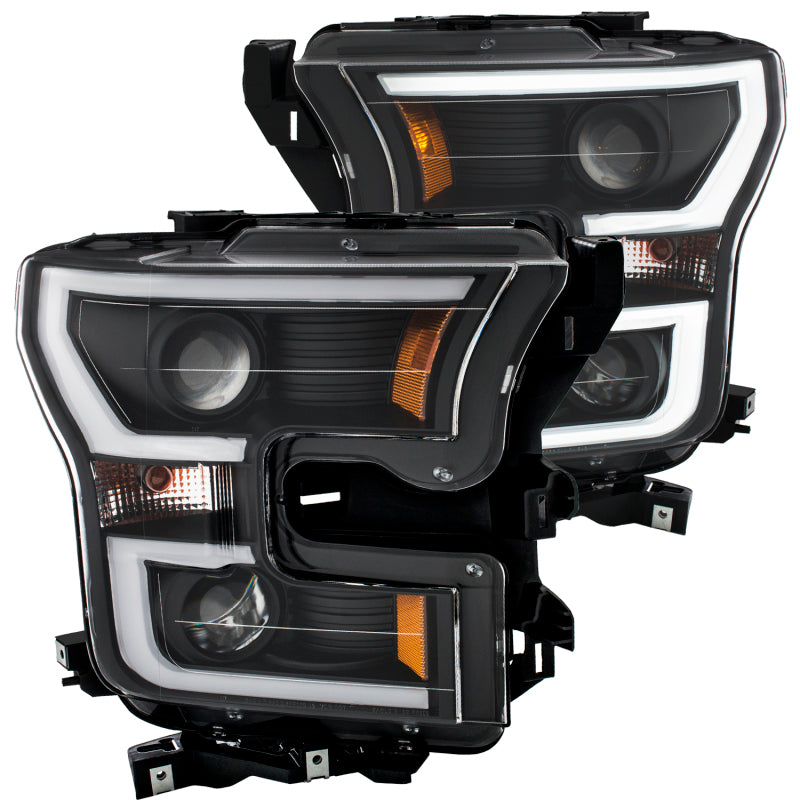ANZO 2015-2016 Ford F-150 Projector Headlights w/ Plank Style Design Black w/ Amber-SR1 Performance