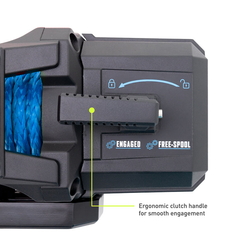 Borne Off-Road 10K Winch with Blue Synthetic Rope - Heavy-Duty Automotive Recovery Gear