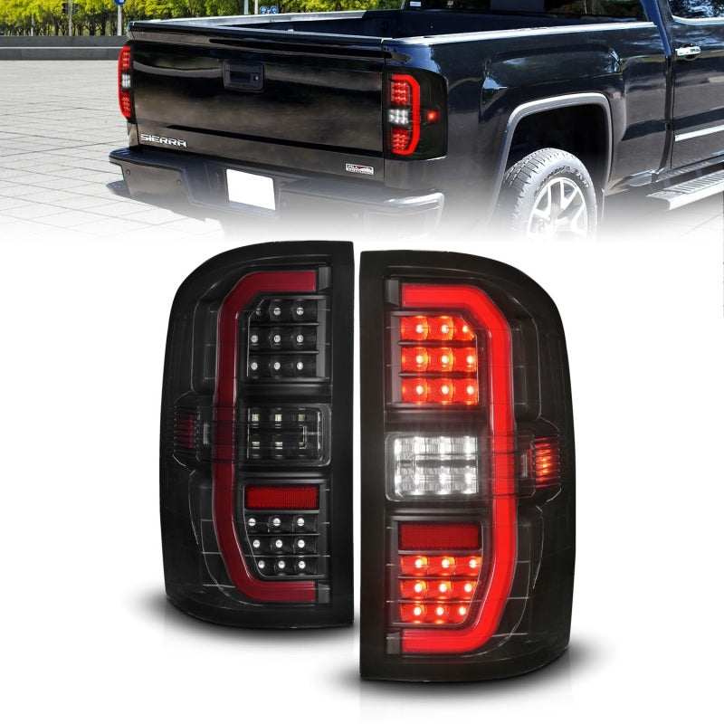 ANZO 14-18 GMC Sierra 1500 Full LED Taillights Black Housing Smoke Lens (w/C Light Bars)-SR1 Performance