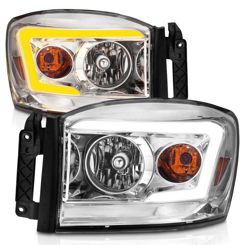 Anzo 06-09 Dodge RAM 1500/2500/3500 Headlights Chrome Housing/Clear Lens (w/Switchback Light Bars)-SR1 Performance