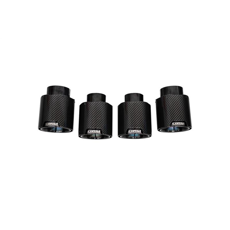Corsa 20-24 Chevrolet Corvette C8 RWD 4.5in Carbon Fiber Black PVD Tip Kit (For Corsa Exhaust Only)-SR1 Performance