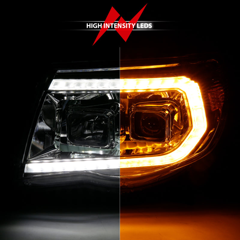 ANZO 05-11 Toyota Tacoma Projector Headlights w/Light Bar Switchback Chrome Housing-SR1 Performance