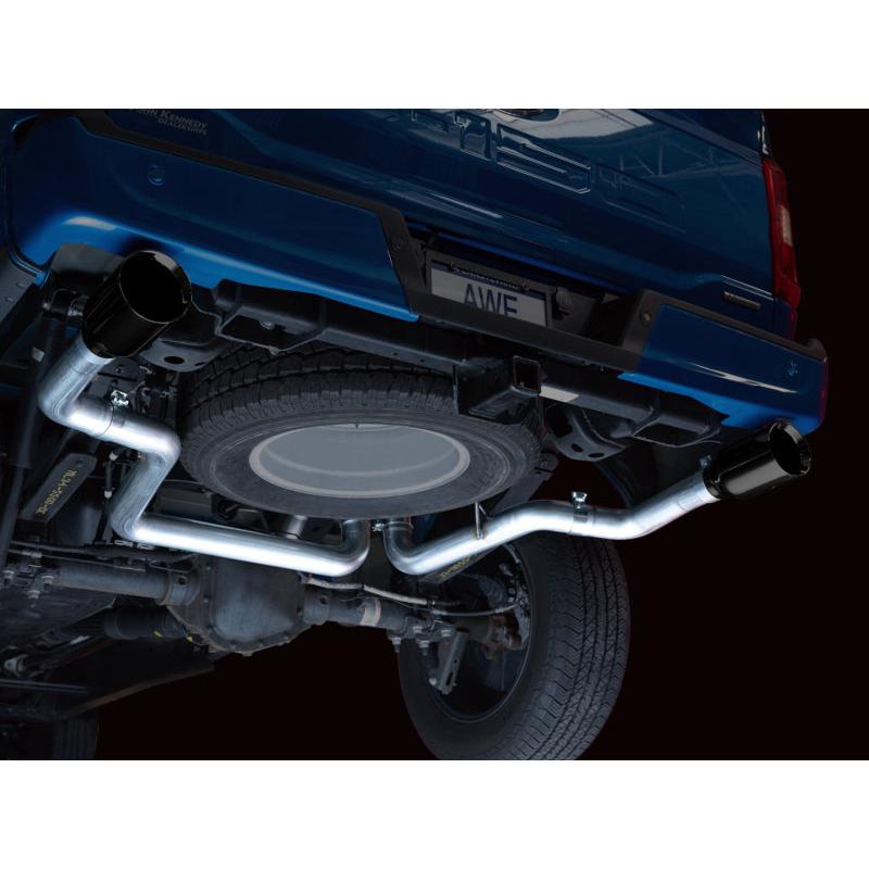 AWE 0FG 21+ Ford F150 Dual Split Rear Cat-Back Exhaust- 5in Diamond Black Tips-SR1 Performance