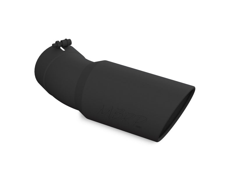 MBRP Universal Tip 6in OD 5in Inlet 15.5in Length 30 Deg Bend Angled Rolled End Black-SR1 Performance