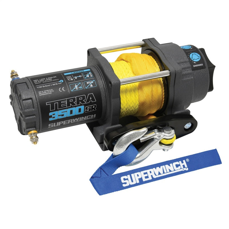 Superwinch 3500 LBS 12V DC 7/32in x 32ft Synthetic Rope Terra 3500SR Winch - Gray Wrinkle-SR1 Performance