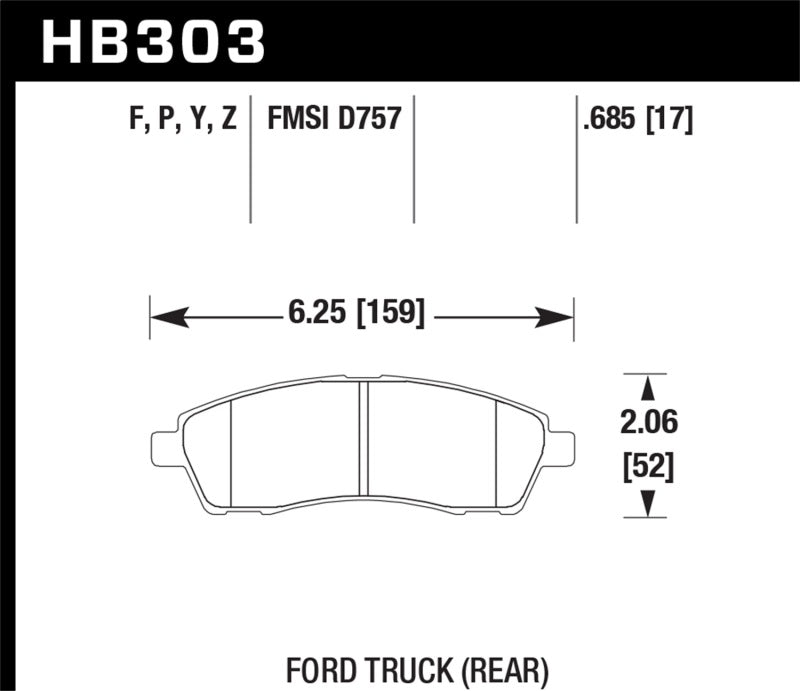 Hawk 99-05 Cadillac Excursion / 99-04 Ford F-250/F-350 Super Duty Pickup Rear LTS Street Brake Pads-SR1 Performance
