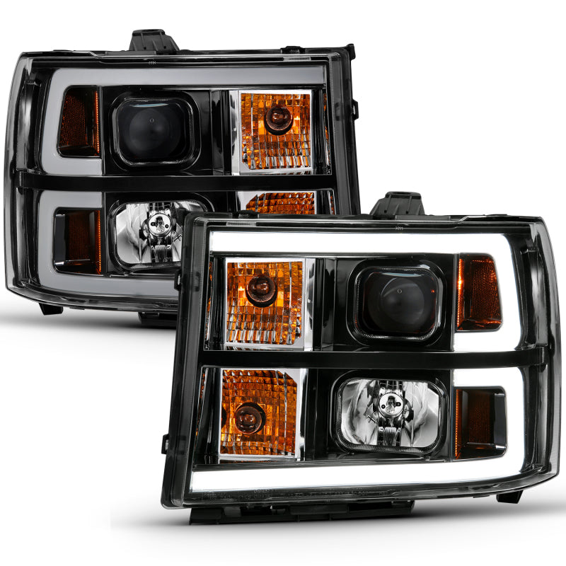 ANZO 2007-2013 Gmc Sierra 1500 Projector Headlight Plank Style Black w/ Clear Lens Amber-SR1 Performance