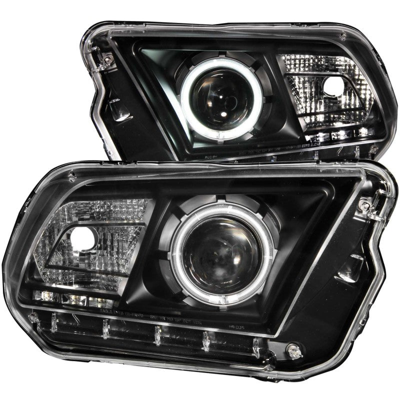 ANZO 2010-2014 Ford Mustang Projector Headlights w/ Halo Black (CCFL)-SR1 Performance