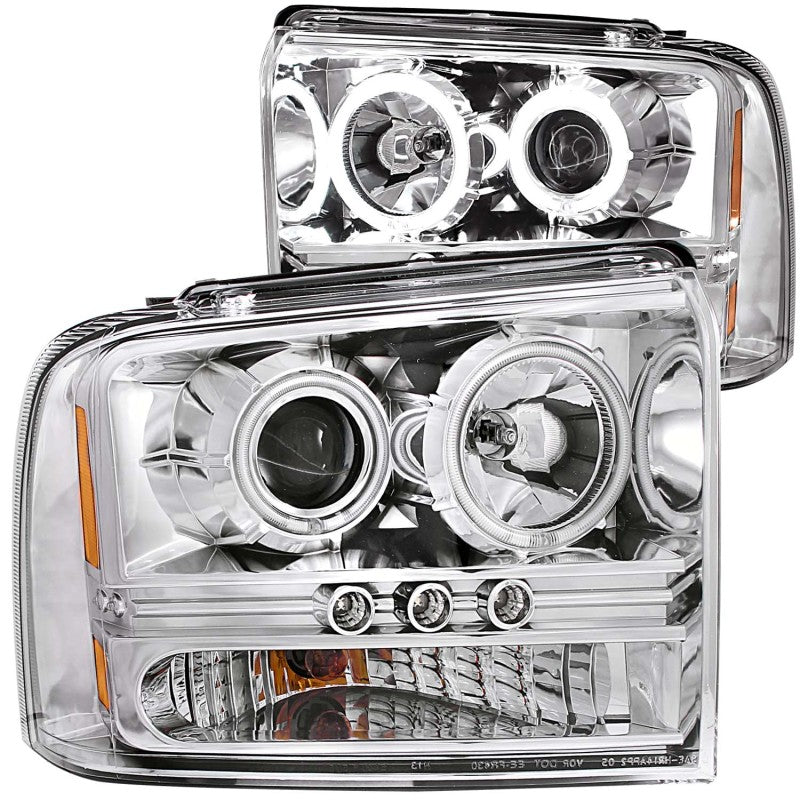 ANZO 2005-2007 Ford Excursion Projector Headlights w/ Halo Chrome w/ LED Strip (CCFL) 1pc-SR1 Performance
