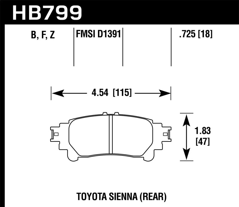 Hawk 14-16 Toyota Highlander Performance Ceramic Street Rear Brake Pads-SR1 Performance