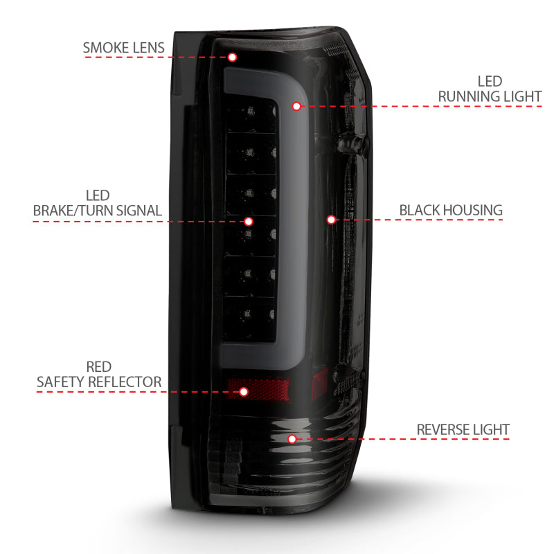 ANZO 1987-1996 Ford F-150 LED Taillights Black Housing Smoke Lens (Pair)-SR1 Performance