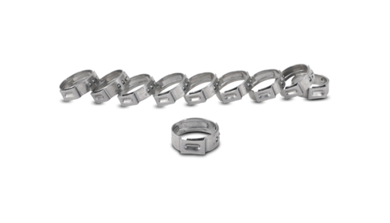 Vibrant One Ear Stepless Pinch Clamps 9.4-11.9mm clamping range (Pack of 10) SS 7mm band width