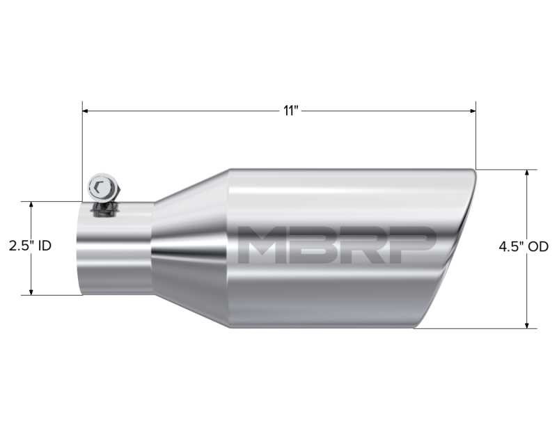MBRP Universal Tip 4.5 O.D. Angle Rolled End 2.5 Inlet 11in Length - T304-SR1 Performance