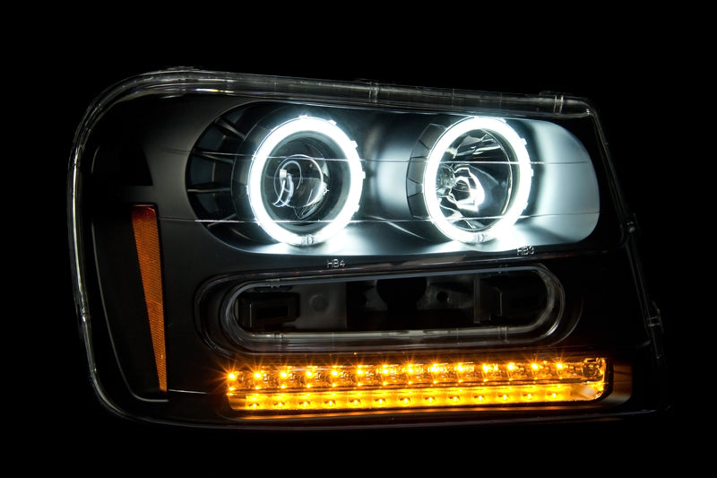 ANZO 2002-2009 Chevrolet Trailblazer Projector Headlights w/ Halo Black-SR1 Performance
