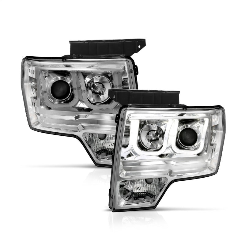 ANZO 2009-2014 Ford F-150 Projector Headlights w/ U-Bar Chrome-SR1 Performance