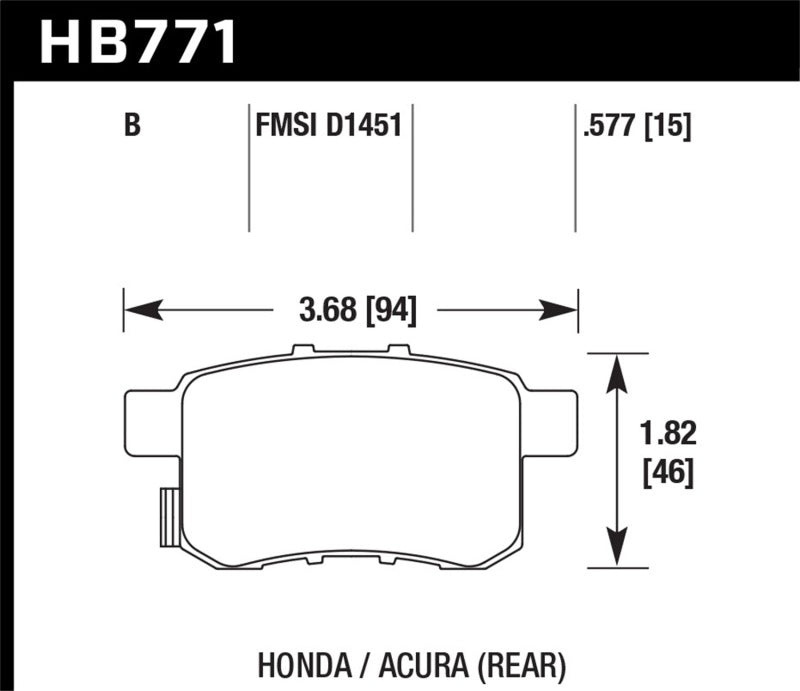Hawk 08-16 Honda Accord High Performance Street 5.0 Rear Brake Pads-SR1 Performance