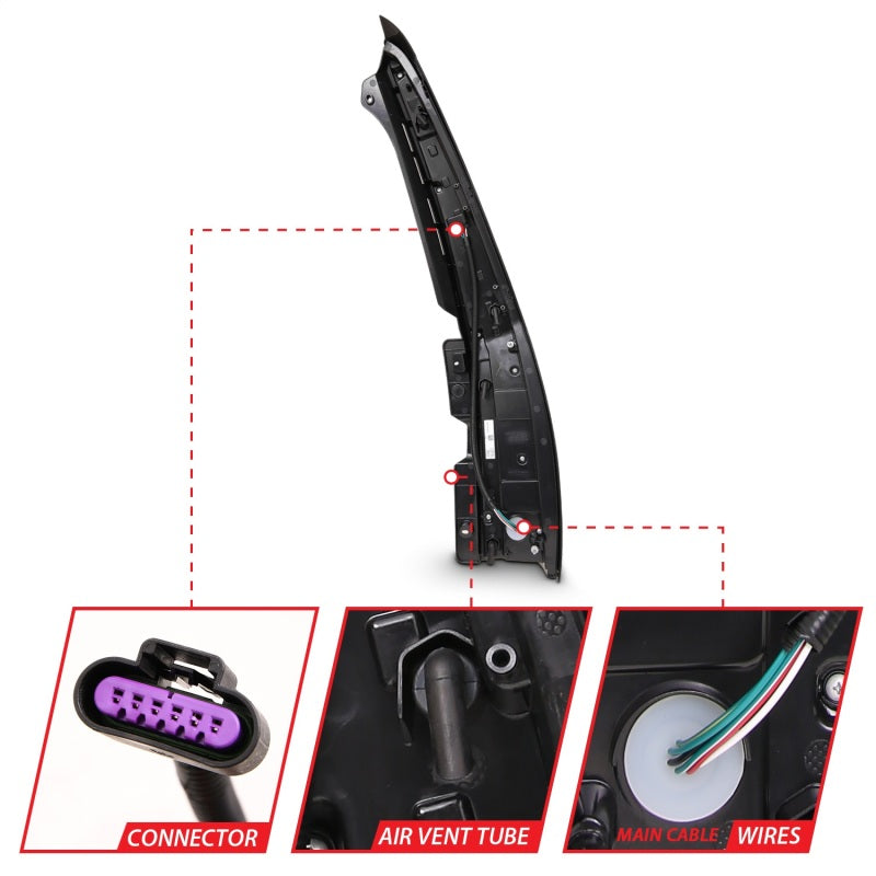 ANZO 2007-2014 Chevrolet TahOE Led Taillights Red/Clear-SR1 Performance