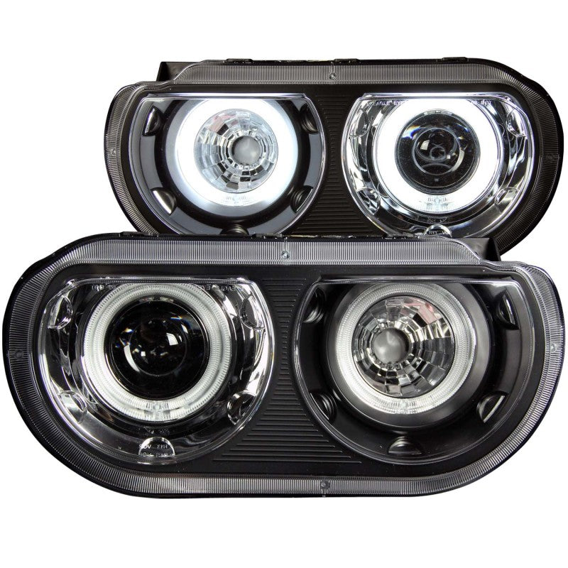 ANZO 2008-2014 Dodge Challenger Projector Headlights w/ Halo Black (CCFL)-SR1 Performance