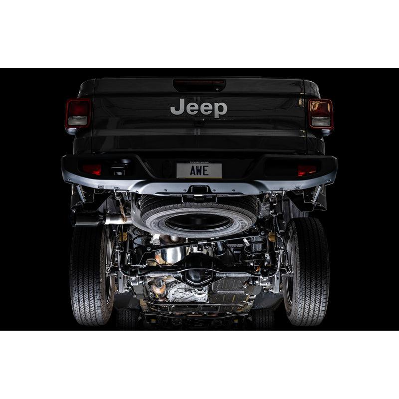 AWE Tuning 20-21 Jeep Gladiator JT 3.6L Tread Edition Cat-Back Single Side Exhaust - Diamond Blk Ti-SR1 Performance
