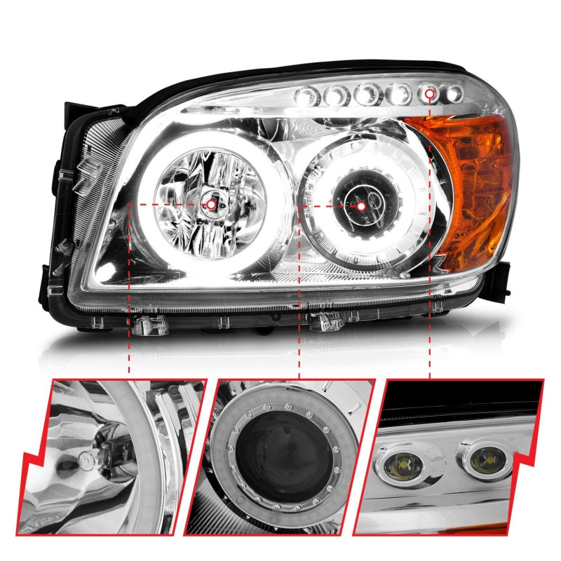 ANZO 2006-2008 Toyota Rav4 Projector Headlights w/ Halo Chrome (CCFL)-SR1 Performance