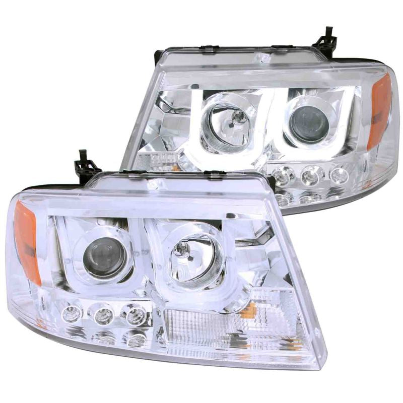 ANZO 2004-2008 Ford F-150 Projector Headlights w/ U-Bar Chrome-SR1 Performance