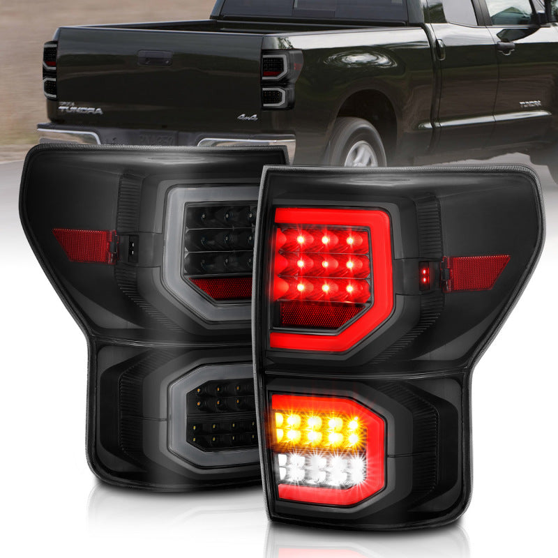 ANZO 2007-2013 Toyota Tundra LED Taillights Plank Style Black w/Smoke Lens-SR1 Performance