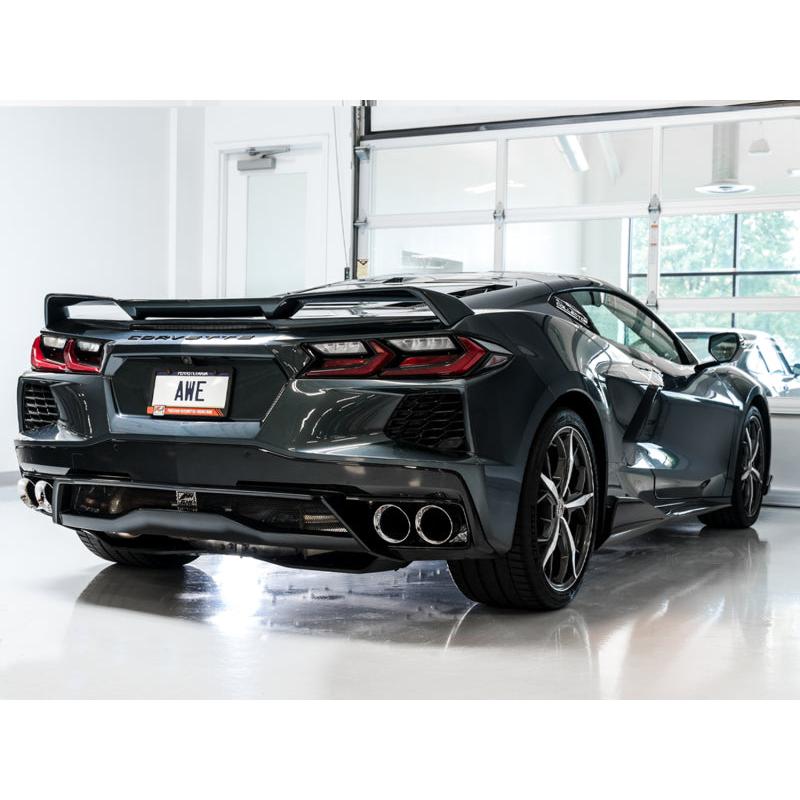 AWE Tuning 2020 Chevrolet Corvette (C8) Touring Edition Exhaust - Quad Chrome Silver Tips-SR1 Performance