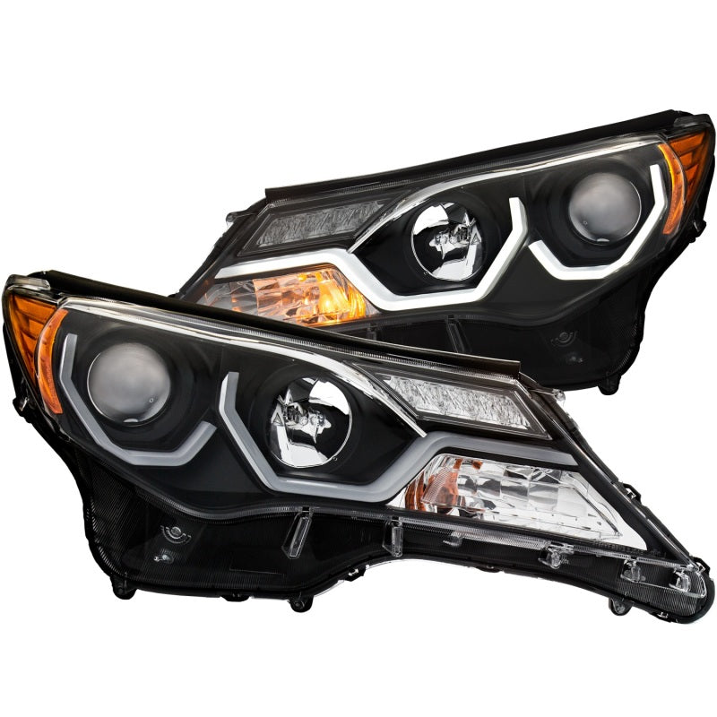 ANZO 2013-2015 Toyota Rav4 Projector Headlights w/ Plank Style Design Black-SR1 Performance