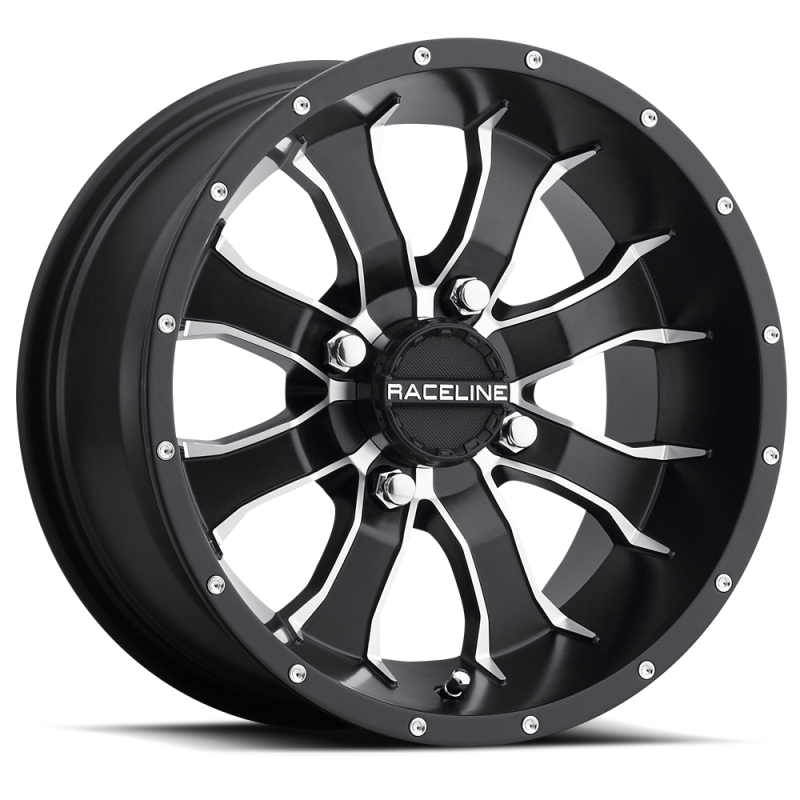 Raceline A77 Mamba 15x7 PowerSports Wheel - Black & Machined Finish, 4x137 Bolt Pattern