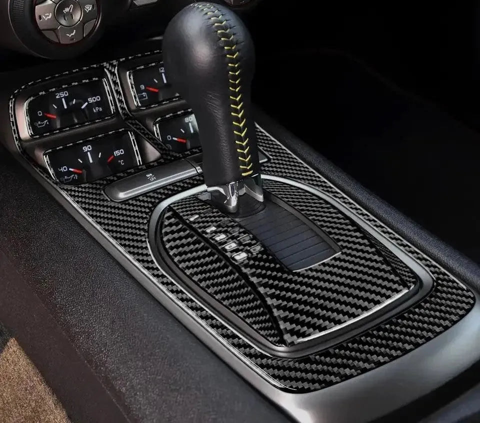 Carbon Fiber Center Console Overlay for Chevrolet Camaro 2010-2015 - carbonaddons Carbon Fiber Parts, Accessories, Upgrades, Mods
