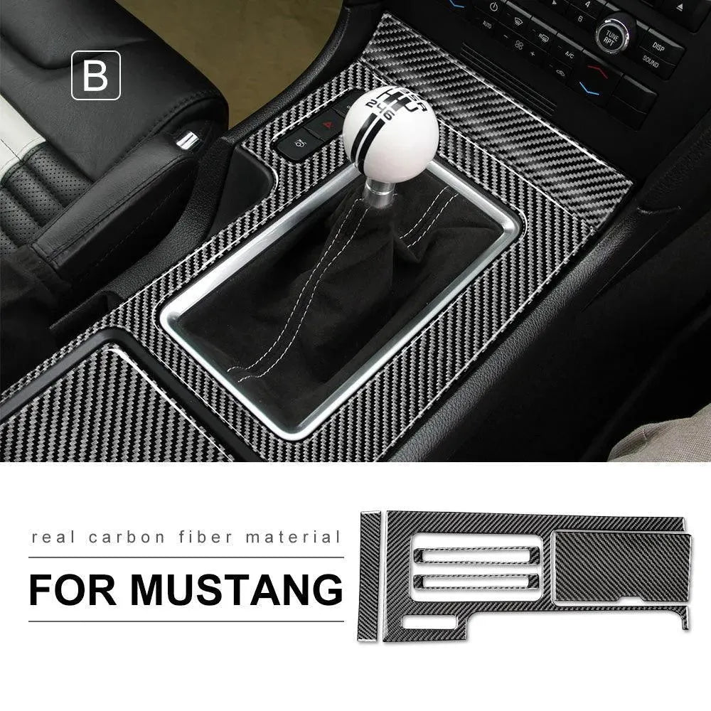 Carbon Fiber Center Console Trim Interior Overlay For Ford Mustang 2010-2014 - carbonaddons Carbon Fiber Parts, Accessories, Upgrades, Mods