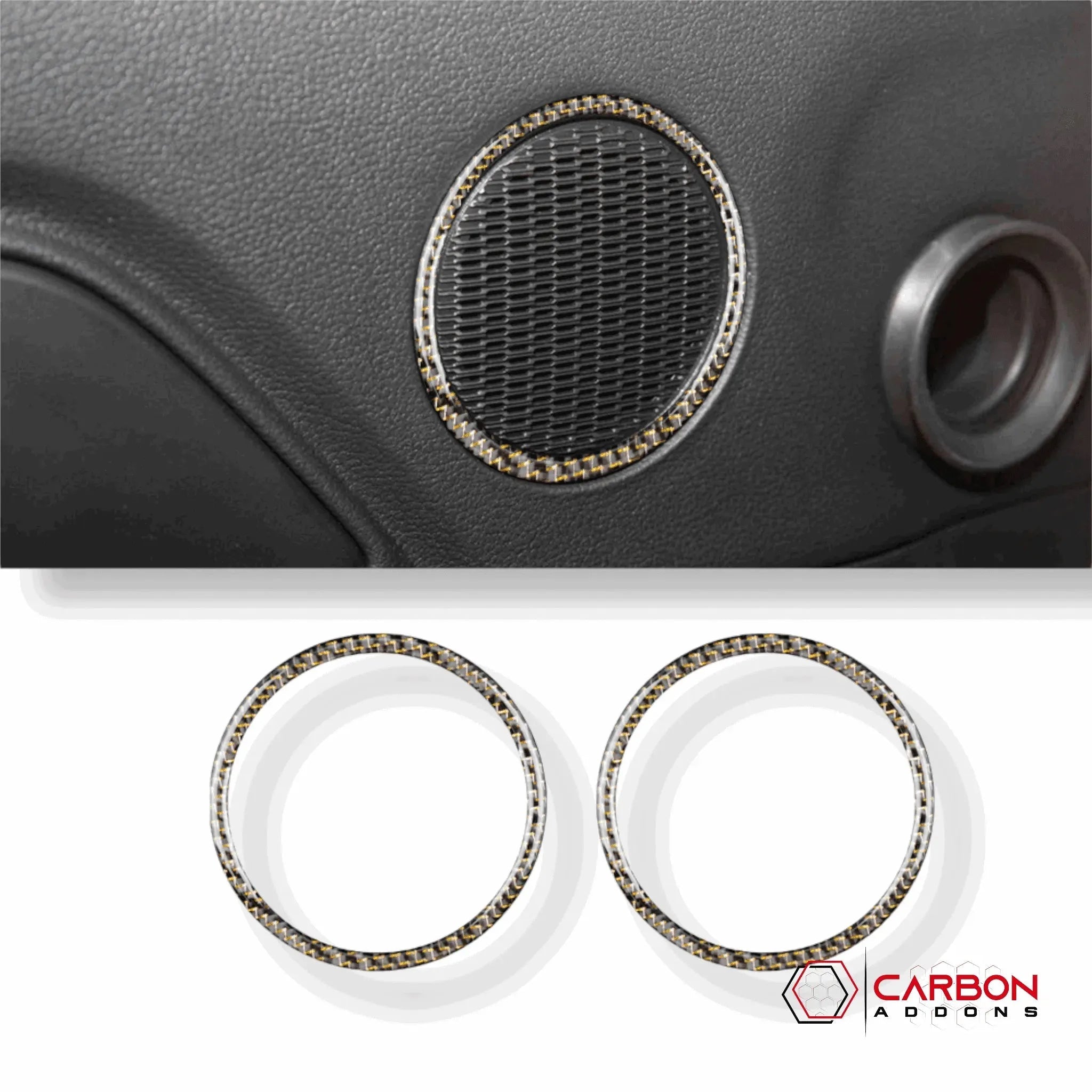 Carbon Fiber Door Speaker Trim Overlay for Ford Mustang 2015-2023 - carbonaddons Carbon Fiber Parts, Accessories, Upgrades, Mods