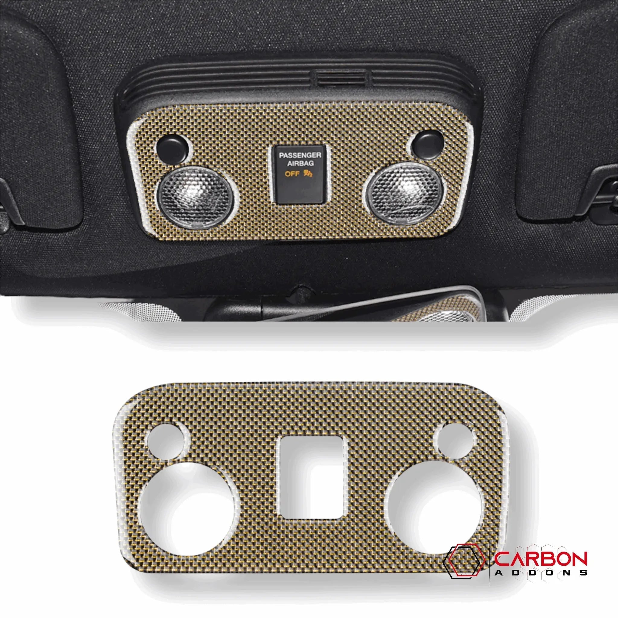 Carbon Fiber Overhead Dome Light Trim Overlay for Ford Mustang 2015-2023 - carbonaddons Carbon Fiber Parts, Accessories, Upgrades, Mods