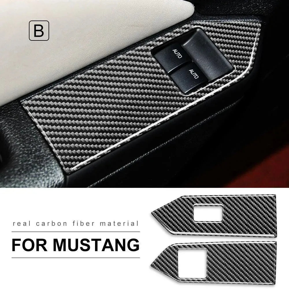 Carbon Fiber Window Switch Control Trim Interior Overlay Kit For Ford Mustang 2010-2014 - carbonaddons Carbon Fiber Parts, Accessories, Upgrades, Mods