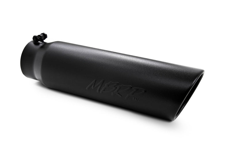MBRP Universal 5in OD Angled Rolled End 4in Inlet 18in Lgth Black Finish Exhaust Tip-SR1 Performance