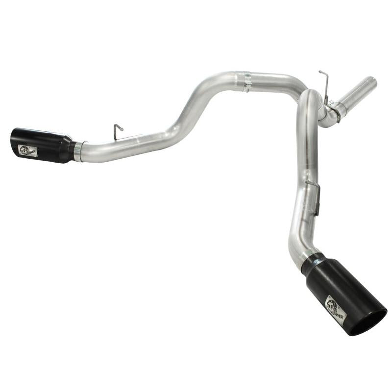 aFe MachForce XP Exhaust 4inch DP-Back All SS 2011-14 GM Diesel Trucks V8-6.6L LML Black Tips-SR1 Performance