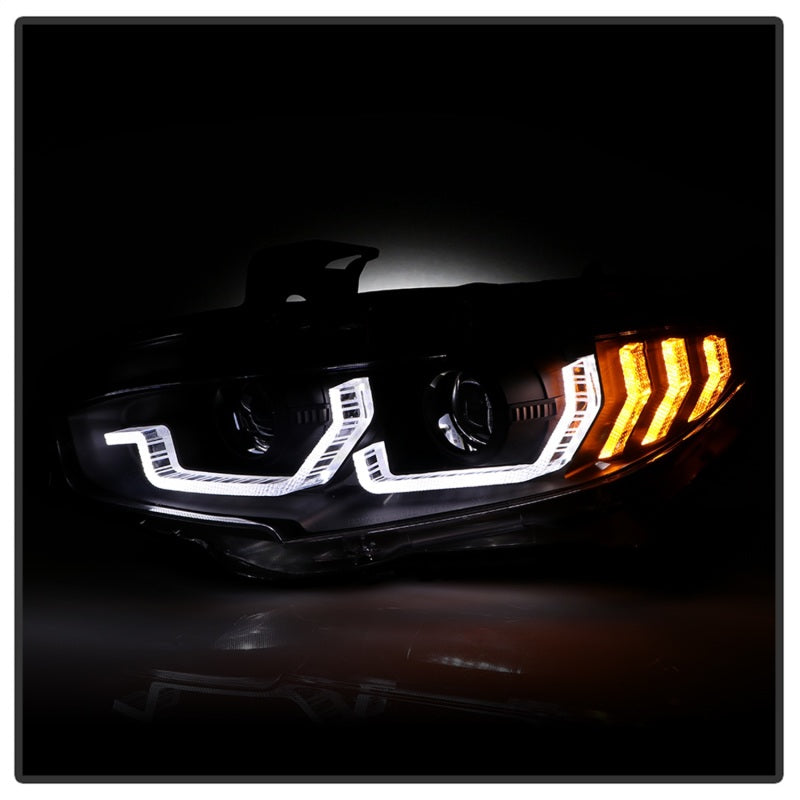 Spyder Honda Civic 16- 2DR/4DR/Hatchback Projector Headlights - Black PRO-YD-HC16SI-SEQGR-BK-SR1 Performance