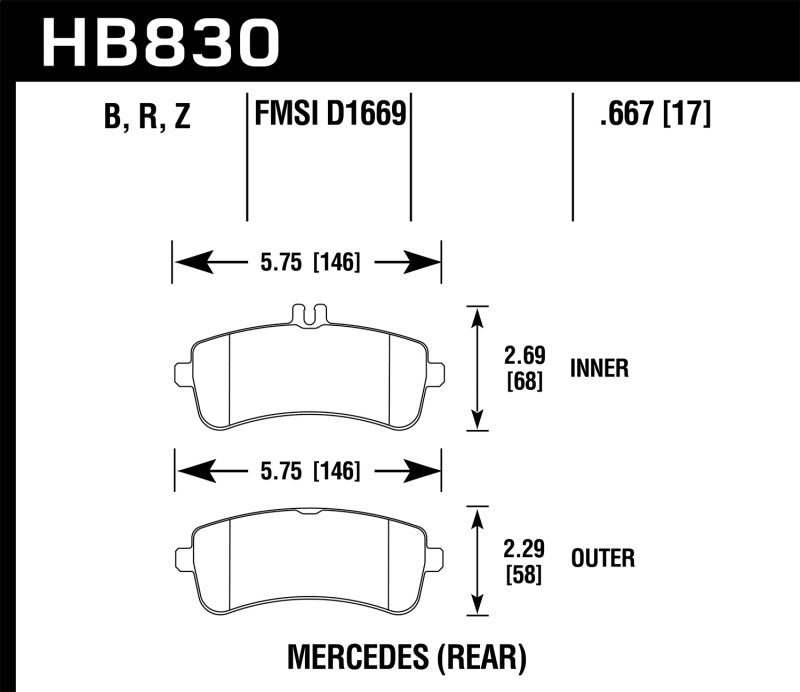 Hawk 13-16 Mercedes-Benz SL63 AMG/SL65 AMG Perfromance Ceramic Street Rear Brake Pads-SR1 Performance