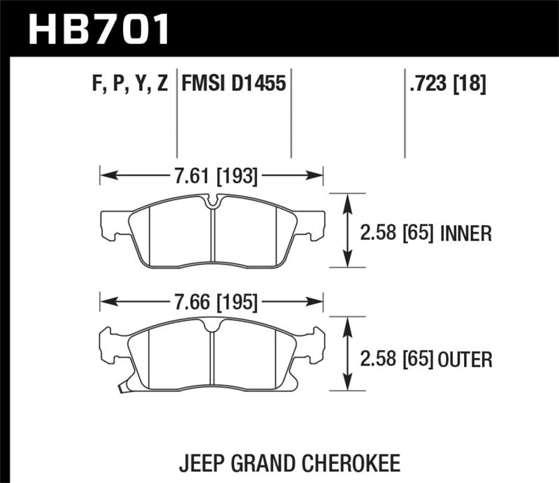 Hawk 11-12 Dodge Durango / 11-12 Jeep Grand Cherokee LTS Front Street Brake Pads-SR1 Performance