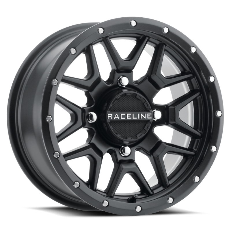 Raceline A94B Krank 15x7 Inch Satin Black Powersports Wheel - 4x156 Bolt Pattern, 10mm Offset