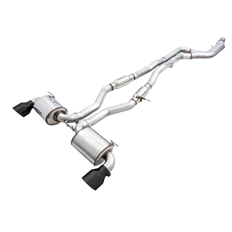 AWE 2020 Toyota Supra A90 Resonated Touring Edition Exhaust - 5in Diamond Black Tips-SR1 Performance
