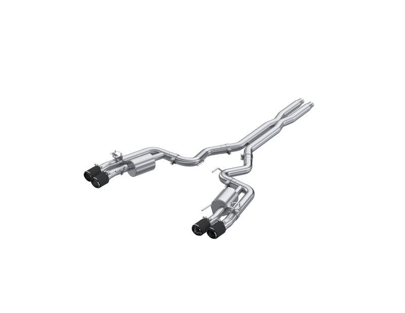 MBRP 2024+ For Mustang GT (S650) 3in Cat-Back Quad Tip - 4in Carbon Fiber Tips-SR1 Performance