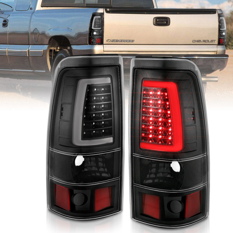 ANZO 2003-2006 Chevy Silverado 1500 LED Taillights Plank Style Black w/Clear Lens-SR1 Performance