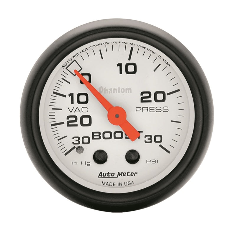 Autometer Phantom 52mm 30 PSI Mechanical Boost Gauge-SR1 Performance